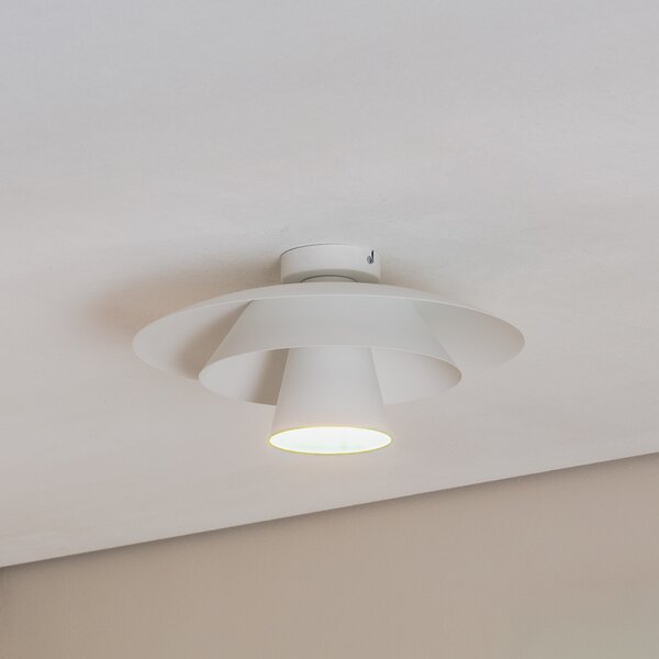 Luminex Plato stropna svjetiljka, bijela, metalna, Ø 38 cm, E27, prigušiva, Bijela, Dnevni boravak/blagovaonica, Metal
