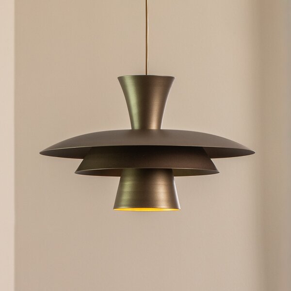Luminex Viseća svjetiljka Plato, boje titana, metal, Ø 38 cm, E27, prigušiva, Sivo, Dnevni boravak/blagovaonica, Metal