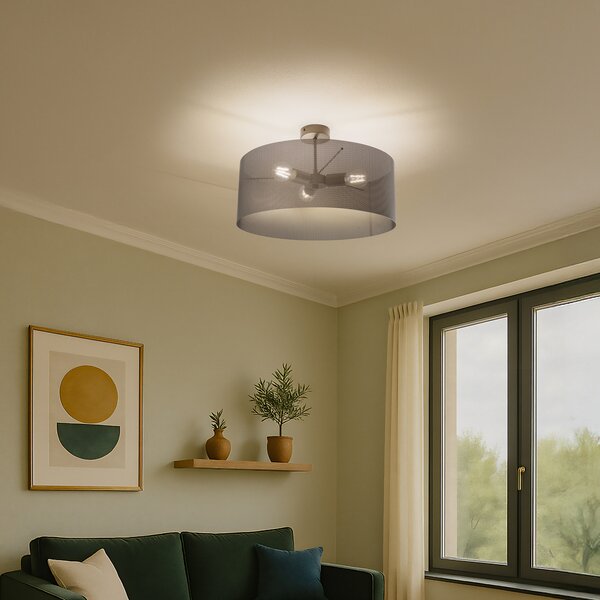 Domiluce Stropna lampa Zofia, smeđa boja kave, metalna, Ø 50 cm, 3 žarulje, E27, prigušiva, Smeđa / hrđa, Dnevni boravak/blagovaonica, Metal