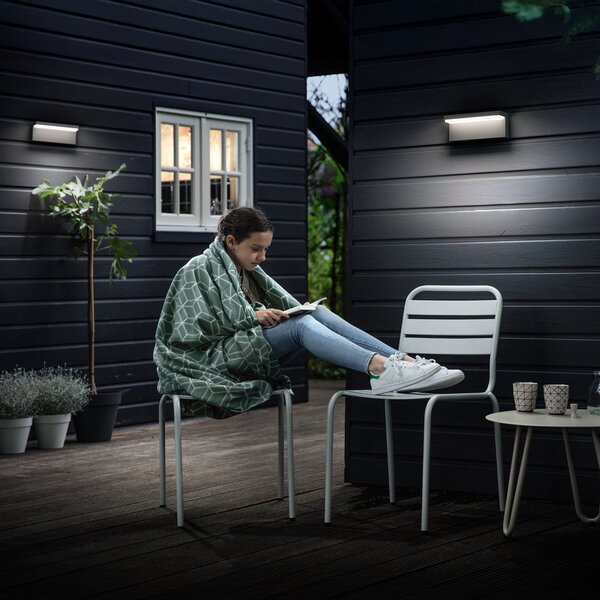 Philips LED vanjska zidna svjetiljka Bustan UE, pakiranje od 2 komada, 2700 K, Crno, Aluminij, Zidni kvadrat