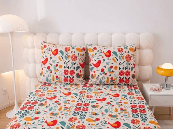 Posteljina od mikrovlakana RETRO BIRD šarena Dimenzije posteljine: 70 x 90 cm | 140 x 200 cm