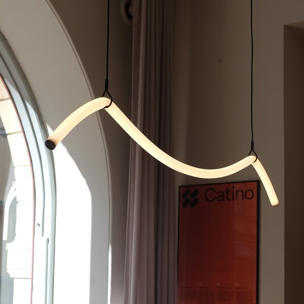 Markslöjd LED viseća svjetiljka Melt, crno/bijela, duljine 112 cm, prigušiva, Bijela, Dnevni boravak/blagovaonica, Plastika