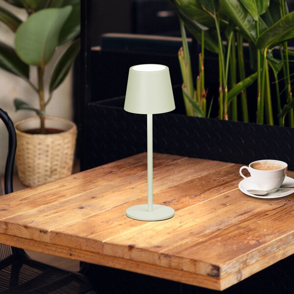 FH Lighting LED stolna lampa na baterije Roxi, mint zelena, metalna, IP54, prigušivač, prigušiva, Zelena, Dnevni boravak/blagovaonica, Metal