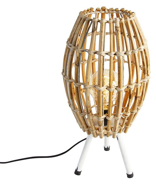 Ruralna stolna lampa tronožac od bambusa s bijelim - Canna Capsule