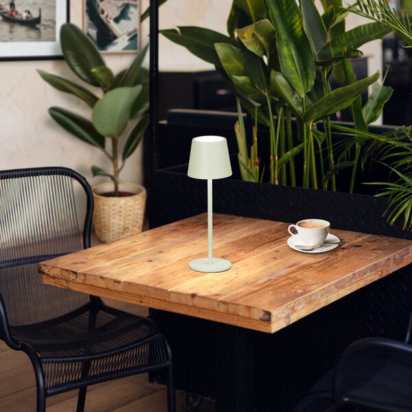 FH Lighting LED stolna lampa na baterije Roxi, mint zelena, metalna, IP54, prigušivač, prigušiva, Zelena, Dnevni boravak/blagovaonica, Metal