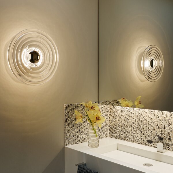 Tom Dixon LED zidna svjetiljka Press Large, prozirna, 35 cm 937 IP55, prigušiva, Providna, Staklo