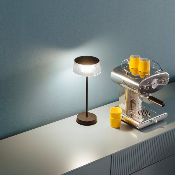 FH Lighting Schöner Wohnen LED stolna lampa na baterije Torre, IP44, dimmer, prigušiva, Crno, Dnevni boravak/blagovaonica, Metal