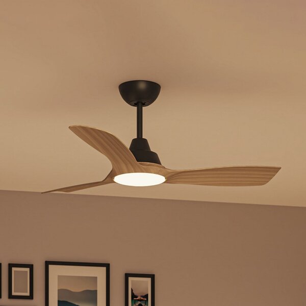 Philips LED ventilator Olas, Ø 106 cm, smeđi/crni, tihi, prigušiva, Drvo, Dnevni boravak/blagovaonica, Plastika