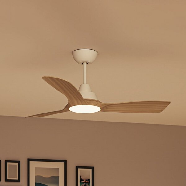 Philips Olas LED ventilator, Ø 106 cm, drvo/bijela, CCT, DC, prigušiva, Bijela, Dnevni boravak/blagovaonica, Plastika