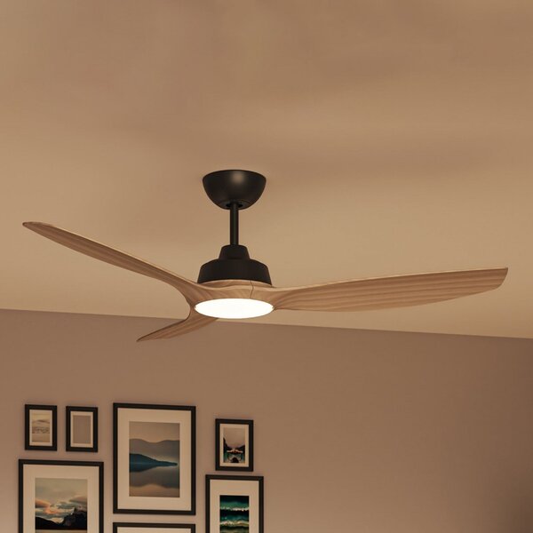 Philips LED ventilator Olas, Ø 132 cm, smeđi/crni, tihi, prigušiva, Drvo, Dnevni boravak/blagovaonica, Plastika