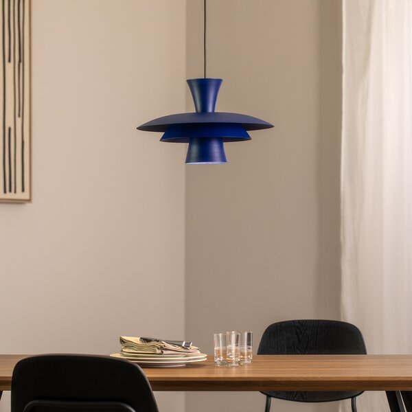 Luminex Viseća svjetiljka Plato, tamnoplava, metalna, Ø 38 cm, E27, prigušiva, Plava, Dnevni boravak/blagovaonica, Metal