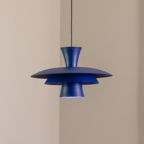 Luminex Viseća svjetiljka Plato, tamnoplava, metalna, Ø 38 cm, E27, prigušiva, Plava, Dnevni boravak/blagovaonica, Metal