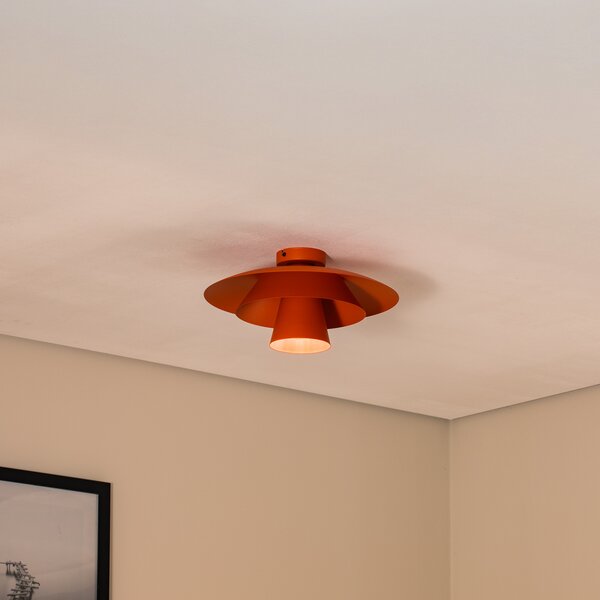 Luminex Plato stropna svjetiljka, narančasta, metalna, Ø 38 cm, E27, prigušiva, Naranča, Dnevni boravak/blagovaonica, Metal