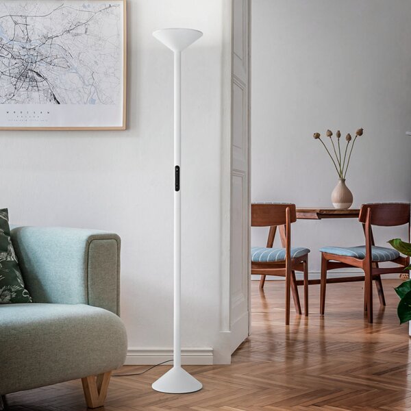 Fabas Luce LED podna lampa Tratto, bijela, metalna, CCT, prigušljiva, prigušiva, Bijela, Dnevni boravak/blagovaonica, Metal