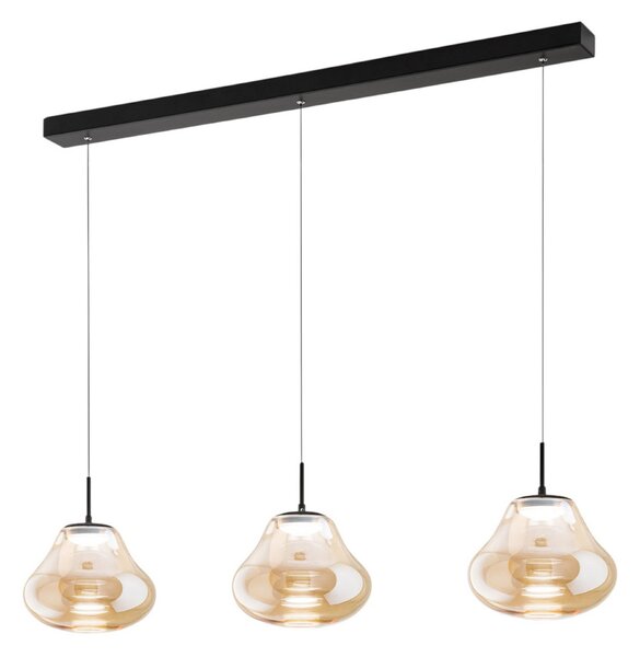 Fabas Luce Deva LED viseća svjetiljka, 3 žarulje, 115 cm, jantarna, CCT, prigušljiva, prigušiva, Bež, Dnevni boravak/blagovaonica, Staklo