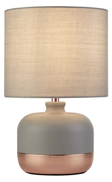 Searchlight Stolna lampa Tamsin, siva, metal/tekstil, visina 27 cm, E14, Sivo, Dnevni boravak/blagovaonica, Tkanina / tekstil
