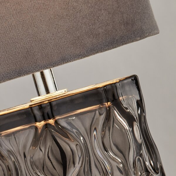 Searchlight Stolna lampa Nyssa, siva, tekstil/metal, 28 cm, E27, Sivo, Dnevni boravak/blagovaonica, Tkanina / tekstil