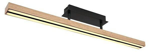 Globo Doro LED stropna svjetiljka drvenog dizajna (24 W, D x Š x V: 81,5 x 7,5 x 14 cm, Crna, Smeđa, Topla bijela)