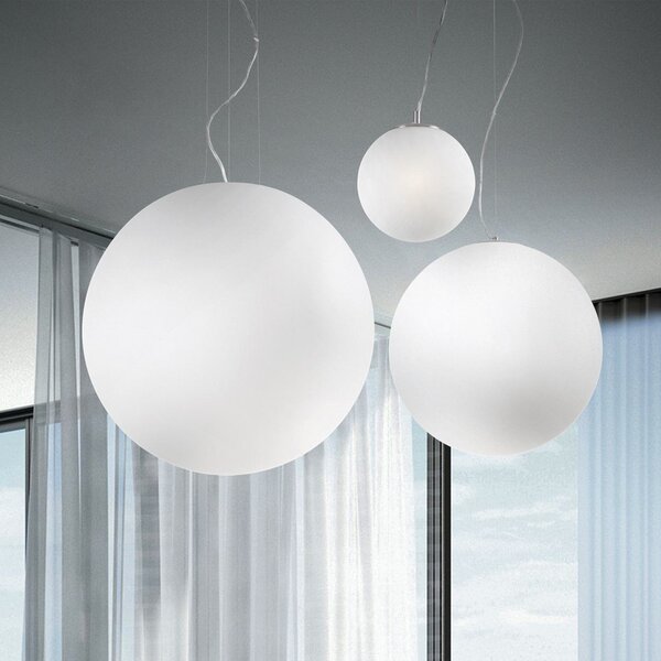 IDEAL LUX Viseća svjetiljka Ideal Lux Mapa, Ø 20 cm, opalno staklo, kugla, prigušiva, Bijela, Dnevni boravak/blagovaonica, Staklo, Metak