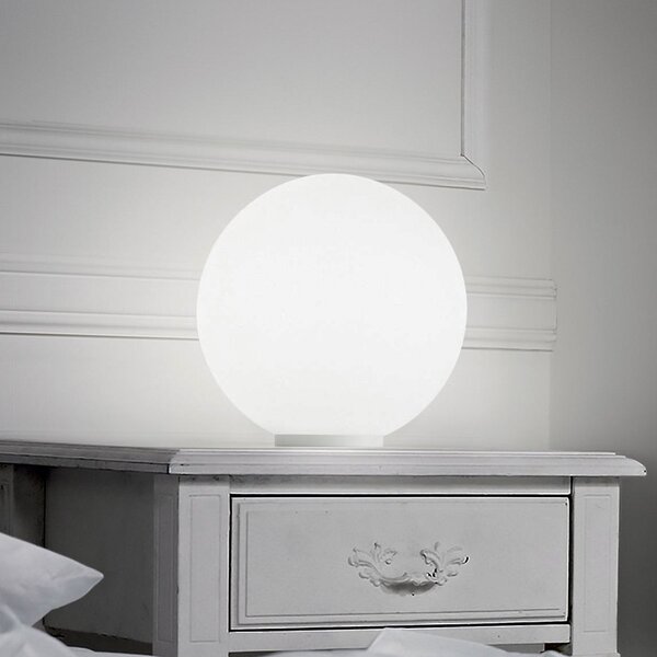 IDEAL LUX Stolna lampa Ideal Lux Mapa, Ø 20 cm, opalno staklo, kugla, E27, Bijela, Dnevni boravak/blagovaonica, Staklo, Metak