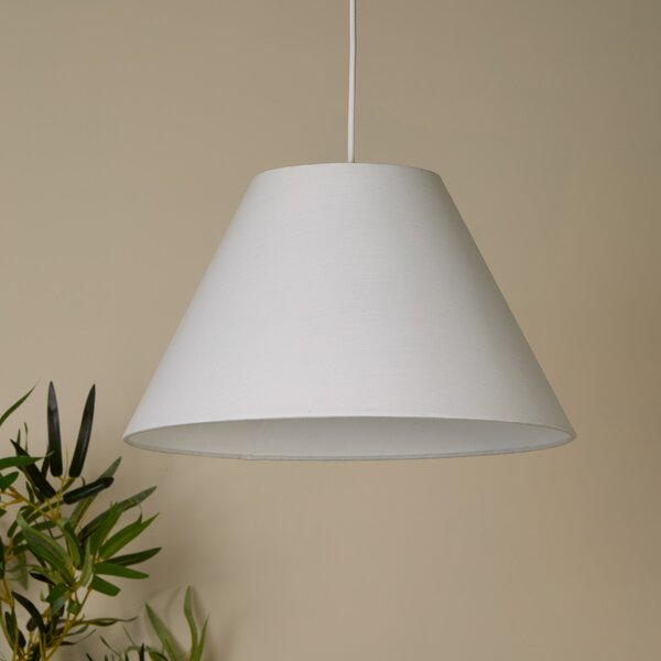 Searchlight Lyta viseća svjetiljka, bijela, Ø 38 cm, tekstil, E27, konusnog oblika, prigušiva, Bijela, Dnevni boravak/blagovaonica, Tkanina / tekstil