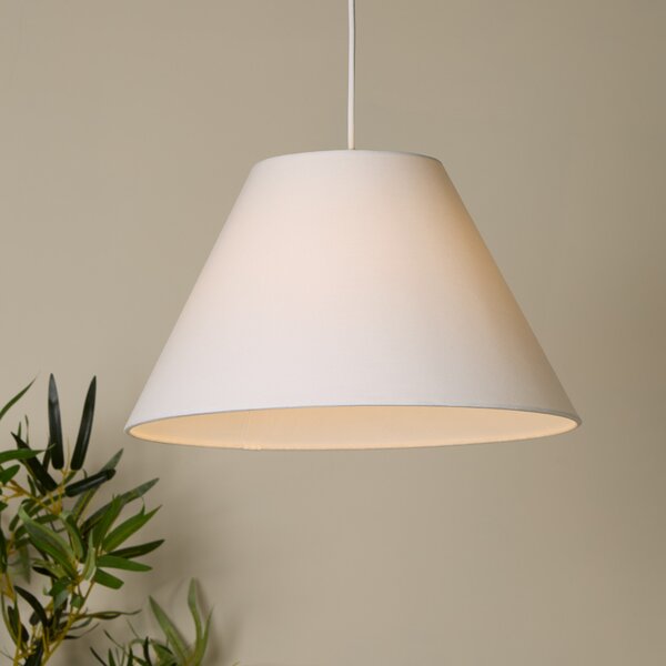 Searchlight Lyta viseća svjetiljka, bijela, Ø 38 cm, tekstil, E27, konusnog oblika, prigušiva, Bijela, Dnevni boravak/blagovaonica, Tkanina / tekstil
