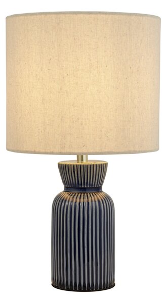 Searchlight Jeshua stolna lampa, plavo/bijela, keramika/tekstil, 39 cm, E24, Bijela, Dnevni boravak/blagovaonica, Tkanina / tekstil