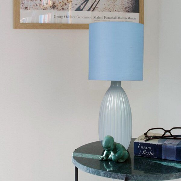 PR Home stolna lampa Uno, plava, visina 37 cm, tekstil/keramika, Plava, Dnevni boravak/blagovaonica, Keramika