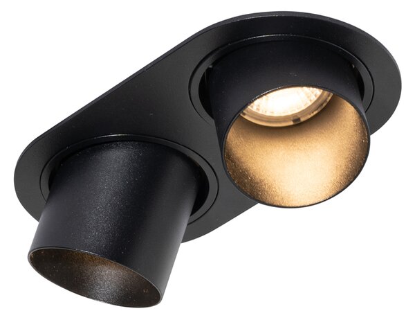 Set od 6 ugradbenih reflektora crni GU10 50mm 2-svjetla - Installa