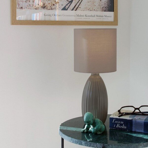 PR Home stolna lampa Uno, smeđa, visina 37 cm, tekstil/keramika, Smeđa / hrđa, Dnevni boravak/blagovaonica, Keramika