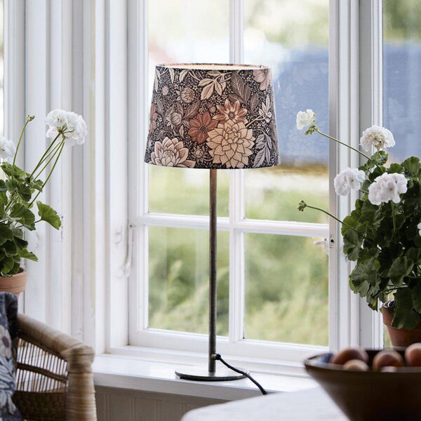 PR Home stolna lampa BASE DAHLIA, smeđa, visina 58 cm, tkanina, Smeđa / hrđa, Dnevni boravak/blagovaonica, Metal