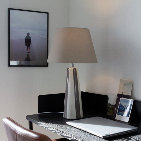 PR Home stolna lampa Leya, smeđa/bijela, visina 54 cm metal/tkanina, Smeđa / hrđa, Dnevni boravak/blagovaonica, Keramika