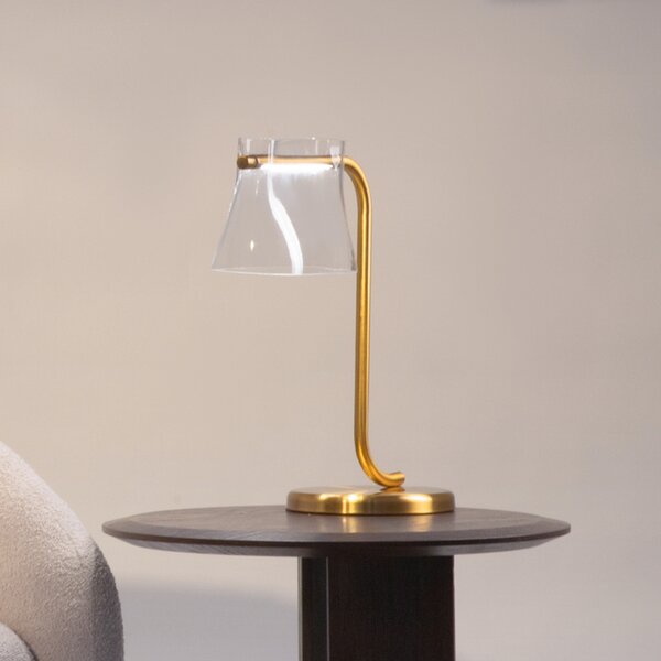 Maytoni LED stolna lampa Cabaret, mesing/prozirna, visina 48,5 cm, Zlato / mjed, Dnevni boravak/blagovaonica, Metal
