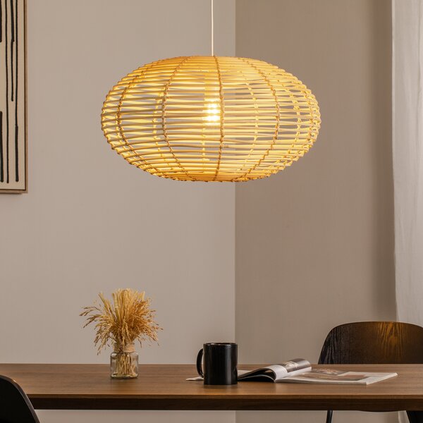 Nowodvorski Lighting Viseća svjetiljka OD RATANA, Ø 60 cm, prirodno smeđa, ratan, E27, prigušiva, Drvo, Dnevni boravak/blagovaonica, Drvo