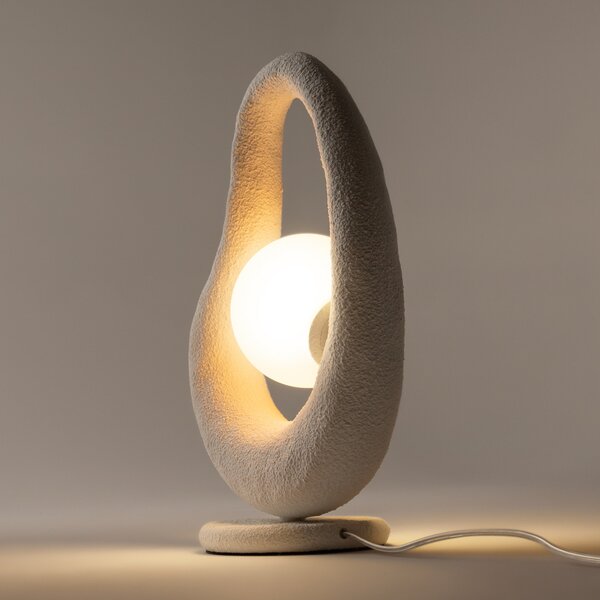 Maytoni LED stolna lampa Opus, bijela, metal/staklo, visina 38 cm, Bijela, spavaća soba, Metal
