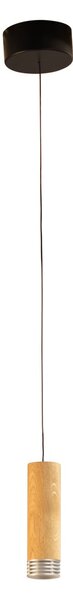 FISCHER & HONSEL LED viseća svjetiljka Shine-Wood, Ø 13 cm hrast/crno drvo/akril, prigušiva, Drvo, Dnevni boravak/blagovaonica, Drvo