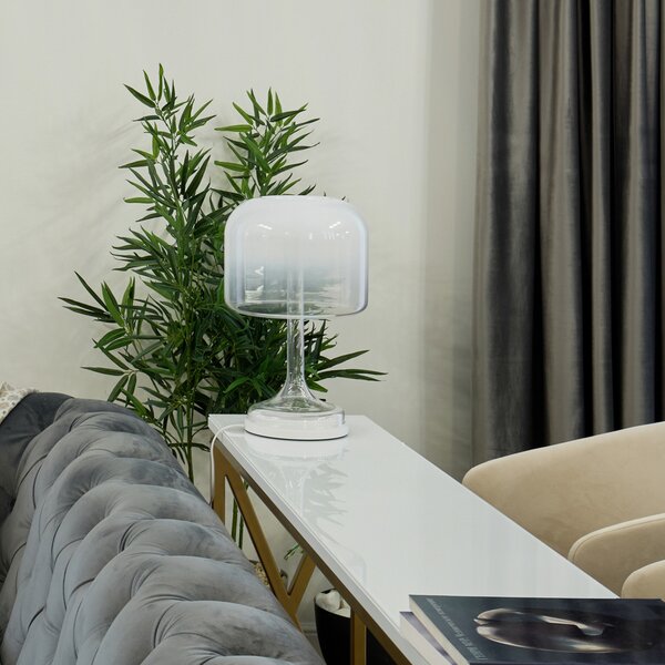 Maytoni LED stolna lampa Spirito, bijela, staklo, visina 42 cm, Bijela, Dnevni boravak/blagovaonica, Staklo
