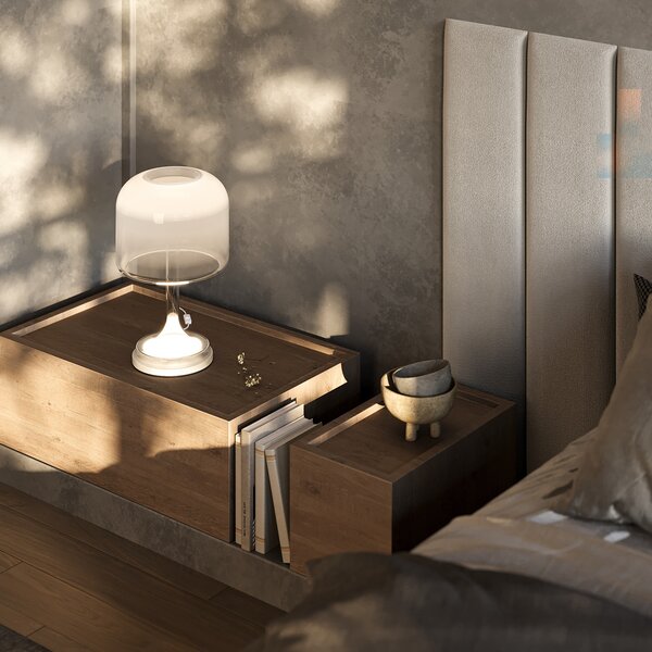 Maytoni LED stolna lampa Spirito, bijela, staklo, visina 42 cm, Bijela, Dnevni boravak/blagovaonica, Staklo