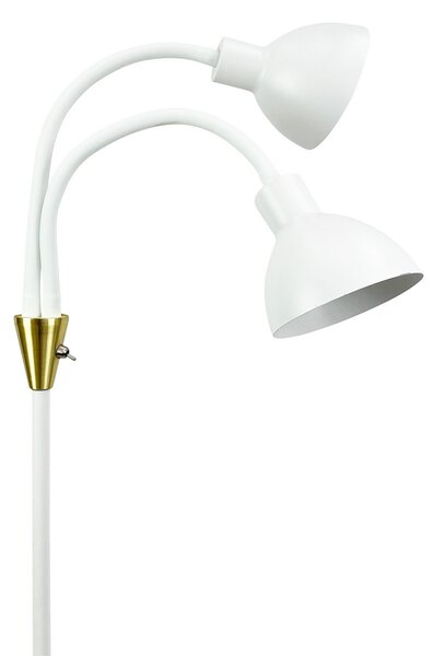 Dyberg Larsen Podna lampa Lilje, bijela, visina 135 cm, s dvije sjenila, Bijela, Dnevni boravak/blagovaonica, Metal