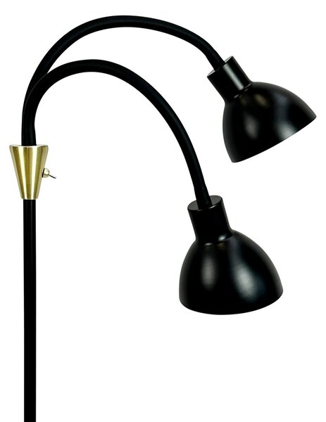 Dyberg Larsen podna lampa Lilje, crna, visina 135 cm, 2 žarulje., Crno, Dnevni boravak/blagovaonica, Metal