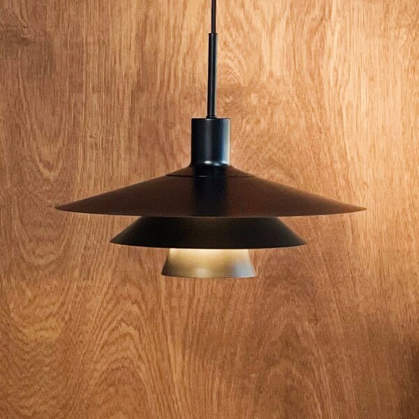 Dyberg Larsen Kay viseća lampa, Ø 40 cm, crna, metal, prigušiva, Crno, Dnevni boravak/blagovaonica, Metal