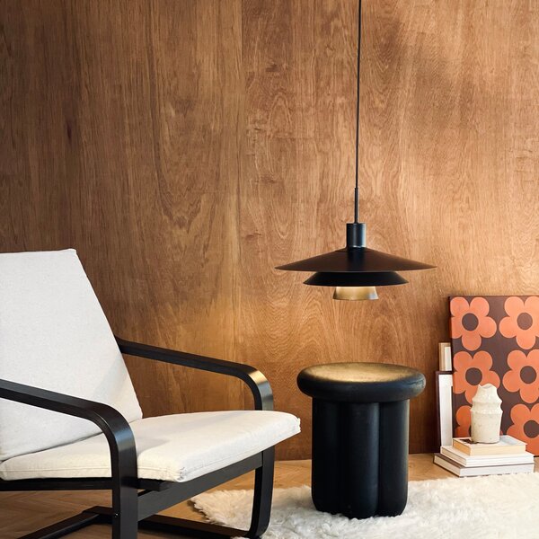 Dyberg Larsen Kay viseća lampa, Ø 50 cm, crna, metal, prigušiva, Crno, Dnevni boravak/blagovaonica, Metal