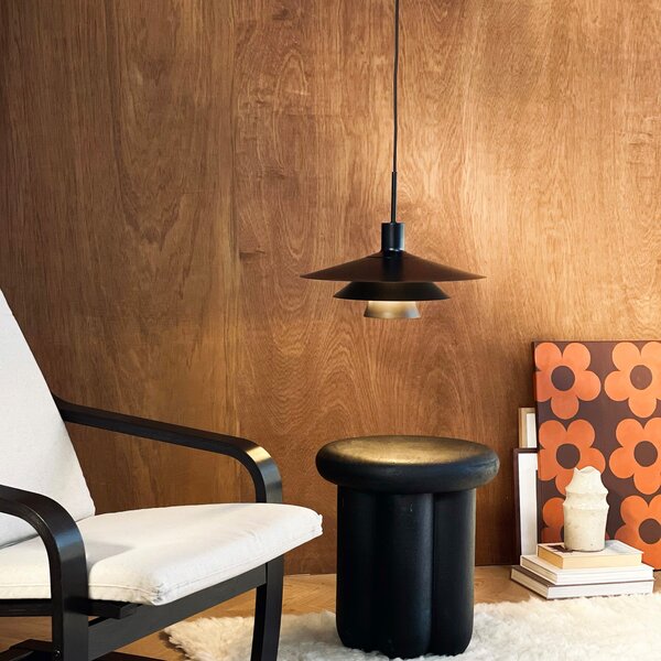 Dyberg Larsen Kay viseća lampa, Ø 40 cm, crna, metal, prigušiva, Crno, Dnevni boravak/blagovaonica, Metal