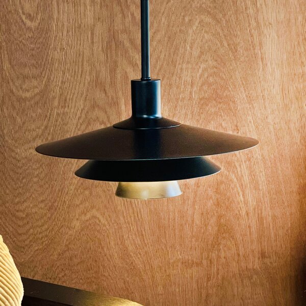 Dyberg Larsen Kay viseća lampa, Ø 30 cm, crna, metal, prigušiva, Crno, Dnevni boravak/blagovaonica, Metal