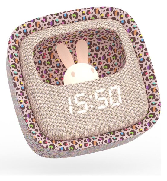 MOB noćna svjetiljka noćna svjetiljka i budilica Billy Clock - Rainbow Leopard Pink