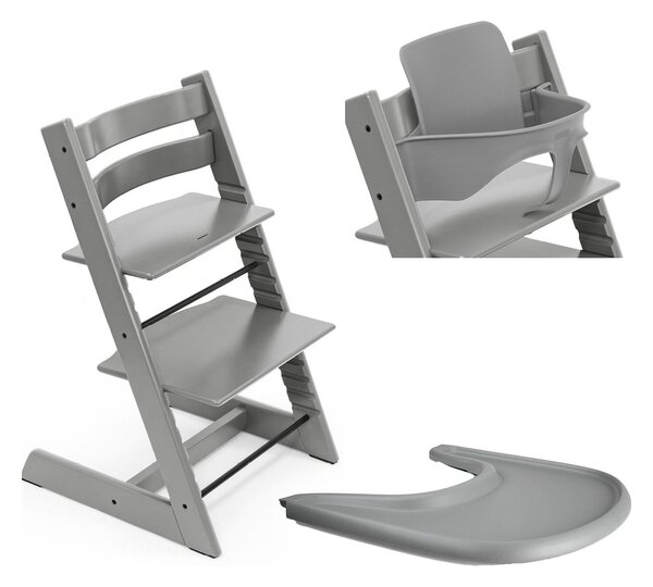 STOKKE hranilica Tripp Trapp set 3v1 storm grey/storm grey