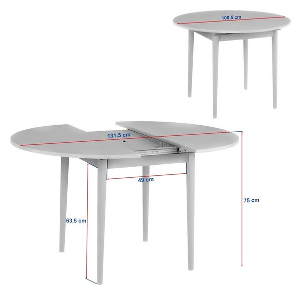 Okrugao proširiv blagovaonski stol s dodatnom pločom u dekoru oraha ø 100 cm Viona – Kalune Design