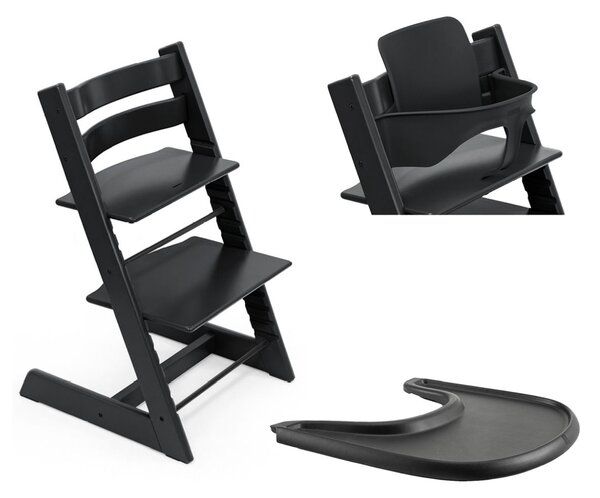 STOKKE hranilica Tripp Trapp set 3v1 set 3v1 black/black