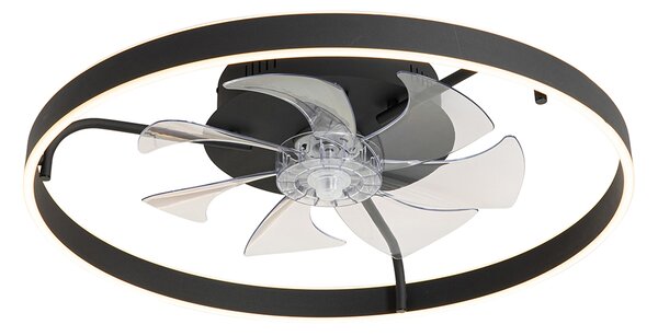 Stropni ventilator crni 70 cm uklj. LED prigušiva s daljinskim upravljačem - Maddy