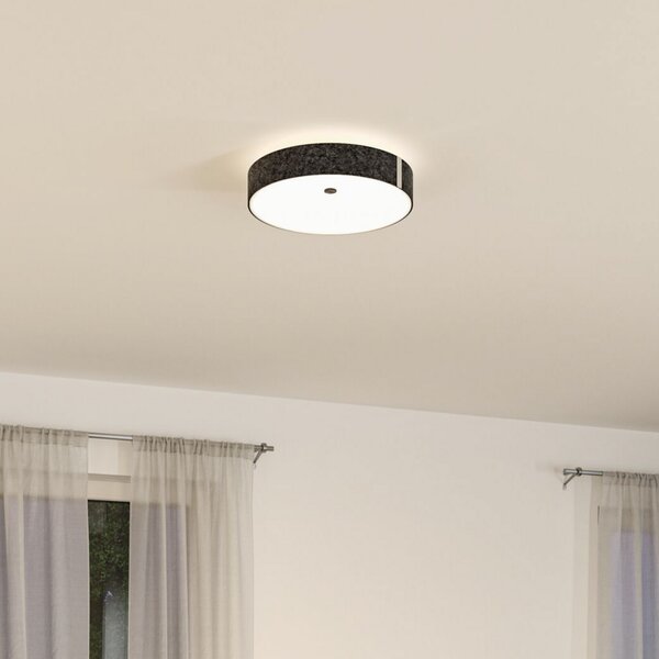 Paulmann Smart LED stropna svjetiljka Malika antracit Ø 40 cm filc, prigušiva, Sivo, Dnevni boravak/blagovaonica, Tkanina / tekstil, Pokrivač okrugli izravno
